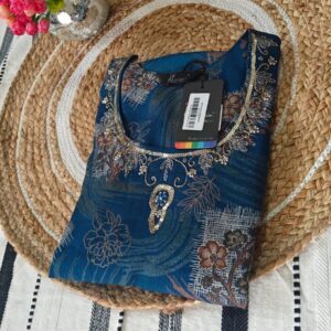 Elegant Blue Printed Kurta Set with Dupatta