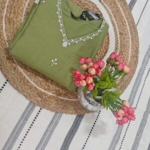 Olive Green Embroidered Kurta Set