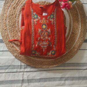 Rust Embroidered Kurta Set
