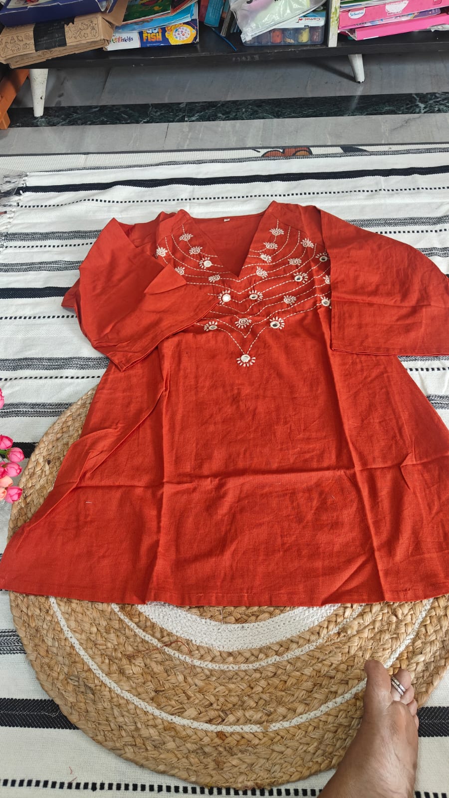 Rust orange Embroidered 2 Piece Set - Image 2