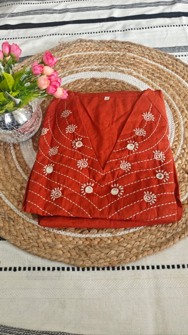Rust orange Embroidered 2 Piece Set - MANA Fashion Studio