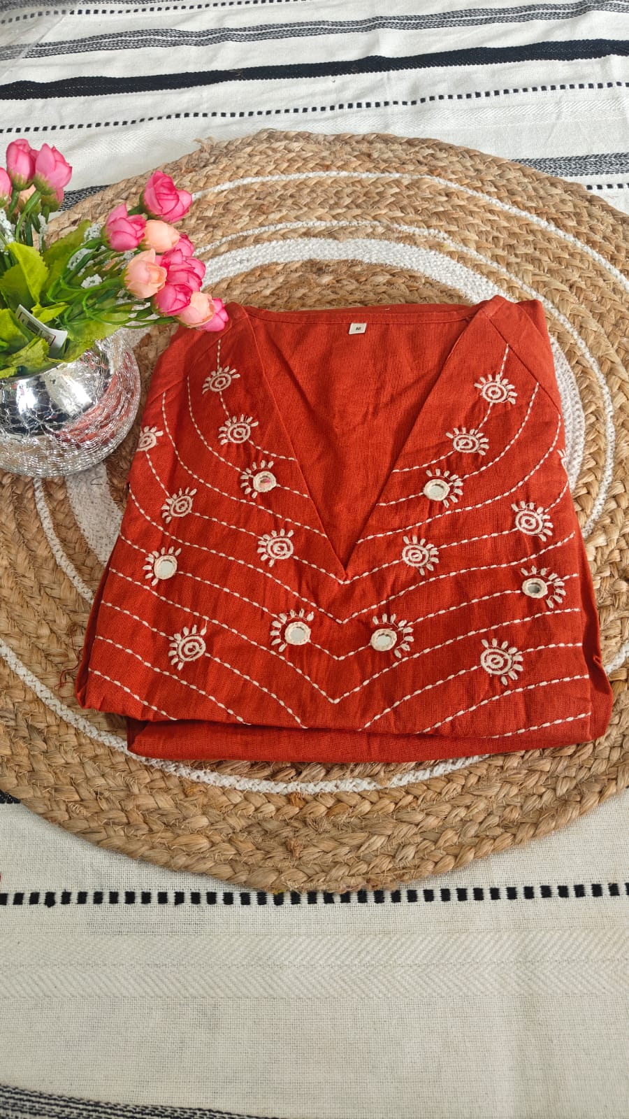 Rust orange Embroidered 2 Piece Set