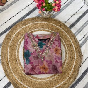 Floral Dola Silk Kurta Set