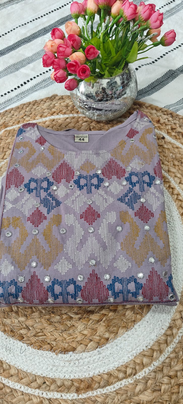 Lilac Pure Cotton Kurta Set