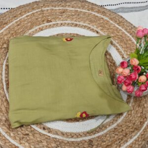 Olive Green Embroidered Surat Mul chanderi  2-Piece Set