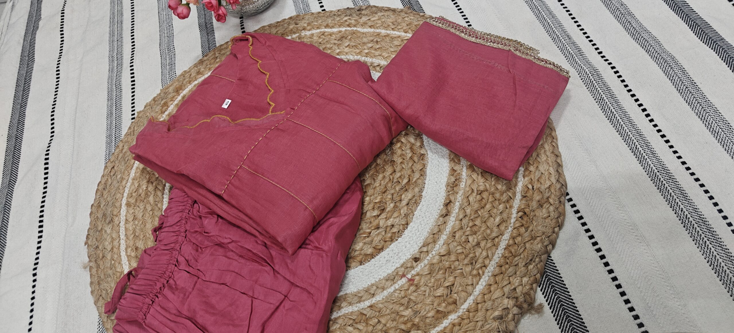 Pink Embroidered Kurta Set - Image 4