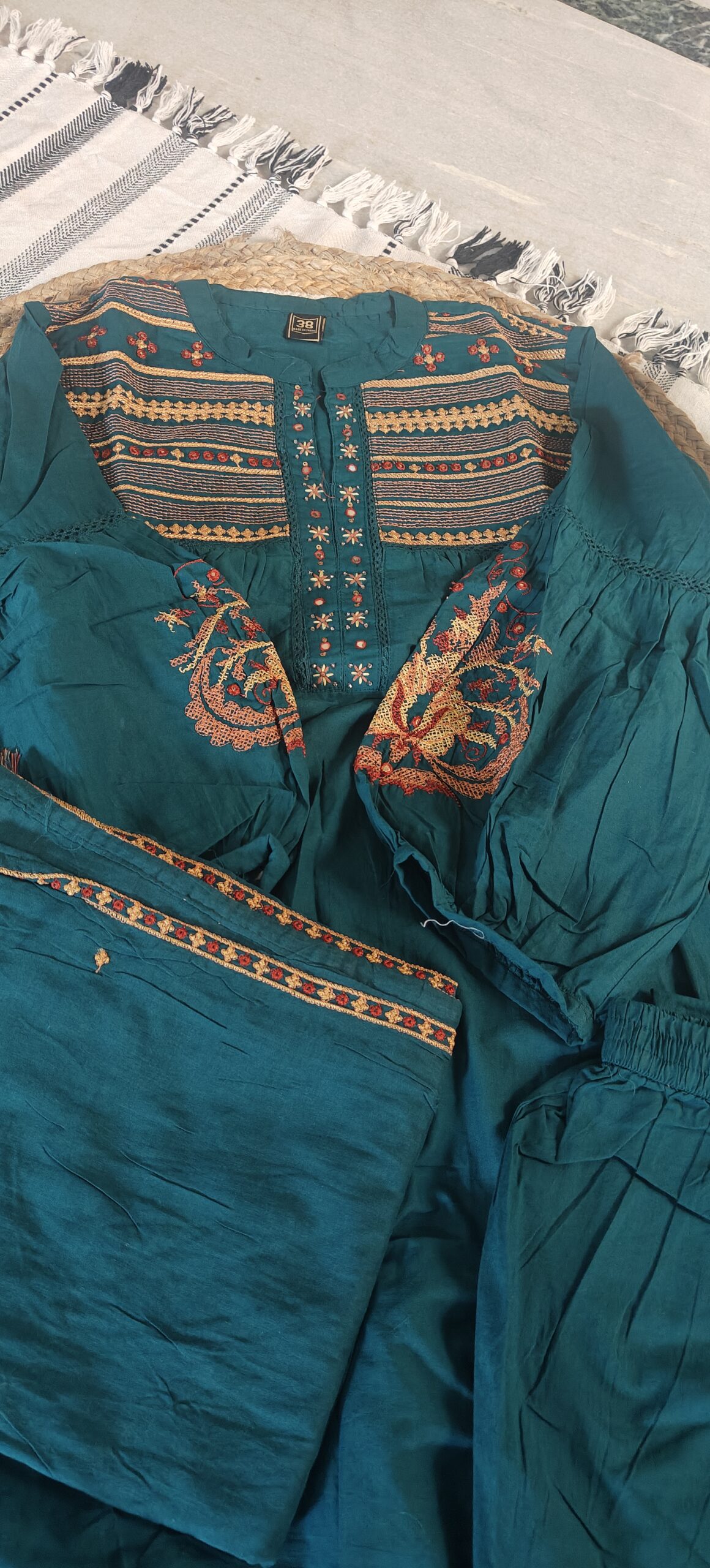 Emerald Festive Handwork Kurta Set - Image 3