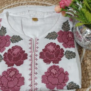 White Floral Embroidered Cotton Kurta Set