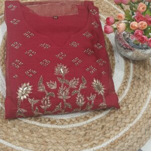 Red Embroidered Kurta Set for Women Wedding Wear