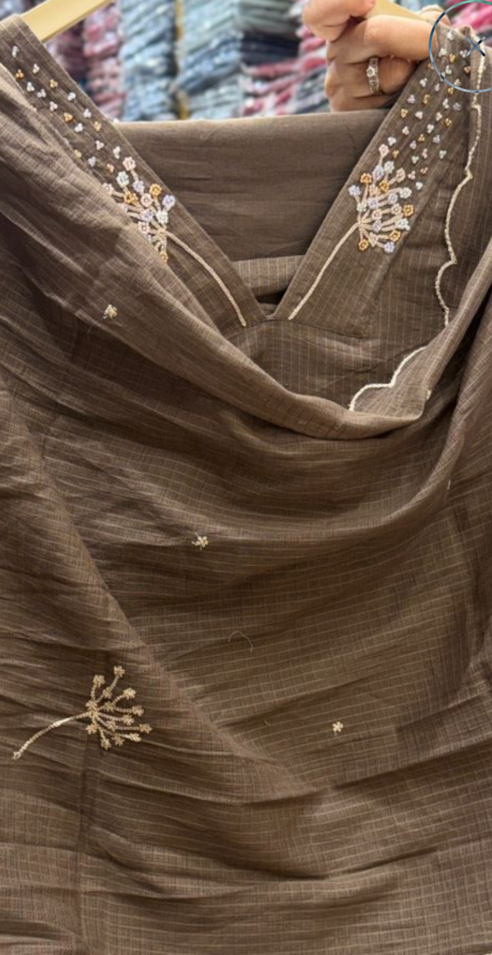 Earthy Mocha Kota Doriya Embroidered Suit Set - Image 3
