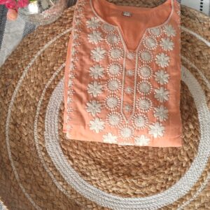 Pastel Pure Cotton Kurta Set with All Over Embroidery
