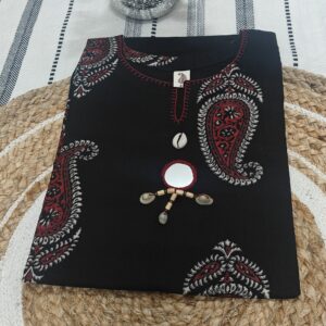Black Charm Printed A-Line Kurta