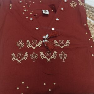 Rust Charm Printed A-Line Kurta