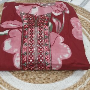 Rose Garden Printed Cotton Kurta Set -plus size