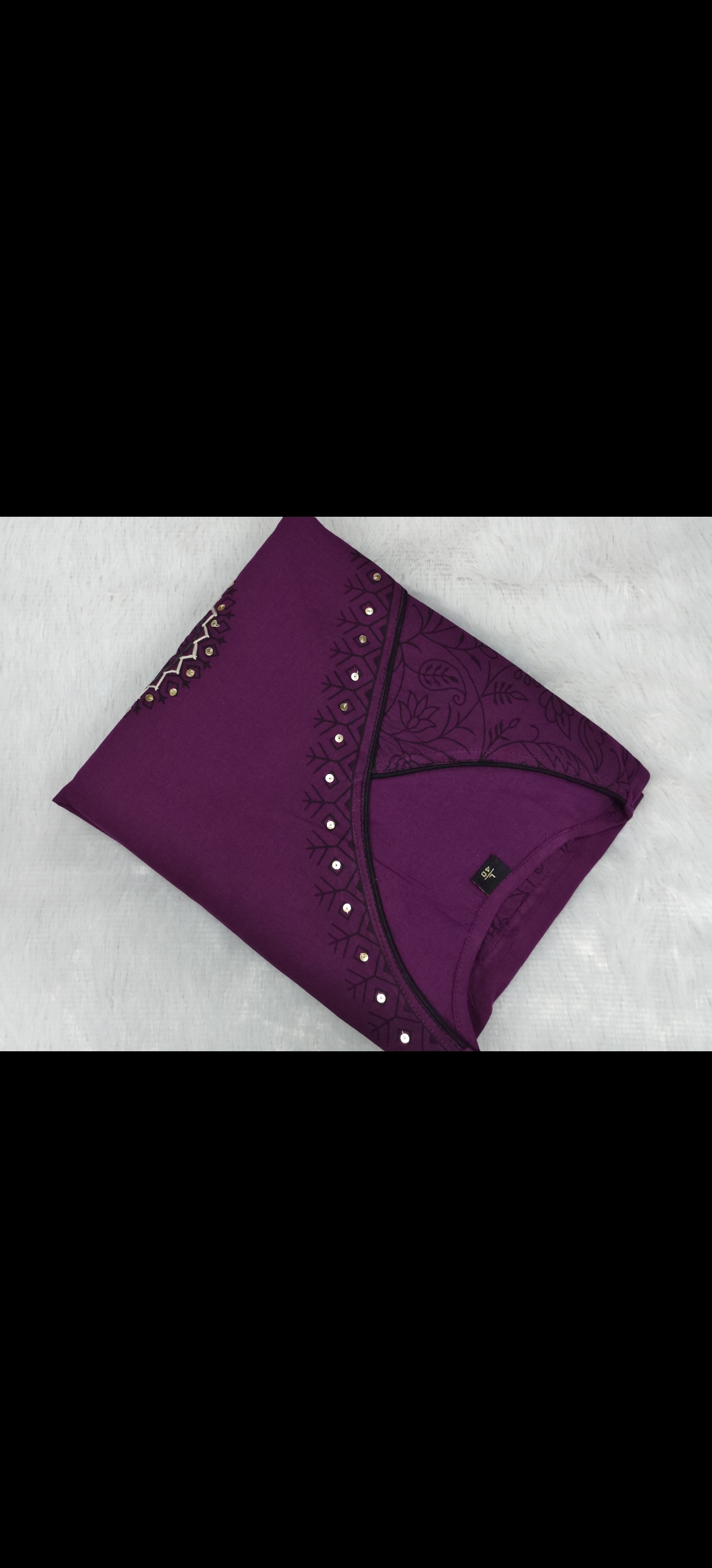Royal purple Mirror Work cotton Kurta Set - Image 3