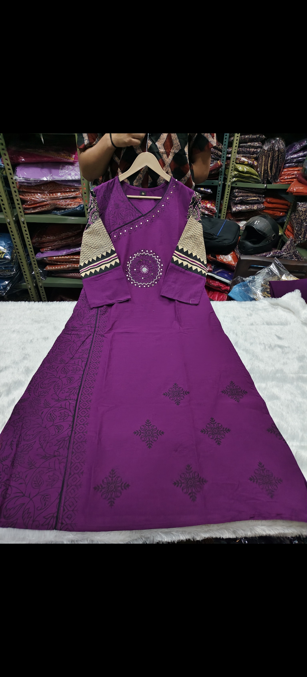 Royal purple Mirror Work cotton Kurta Set - Image 2