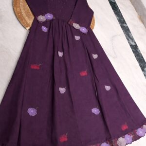 Royal Plum Bloom Mul Cotton Kurta Set