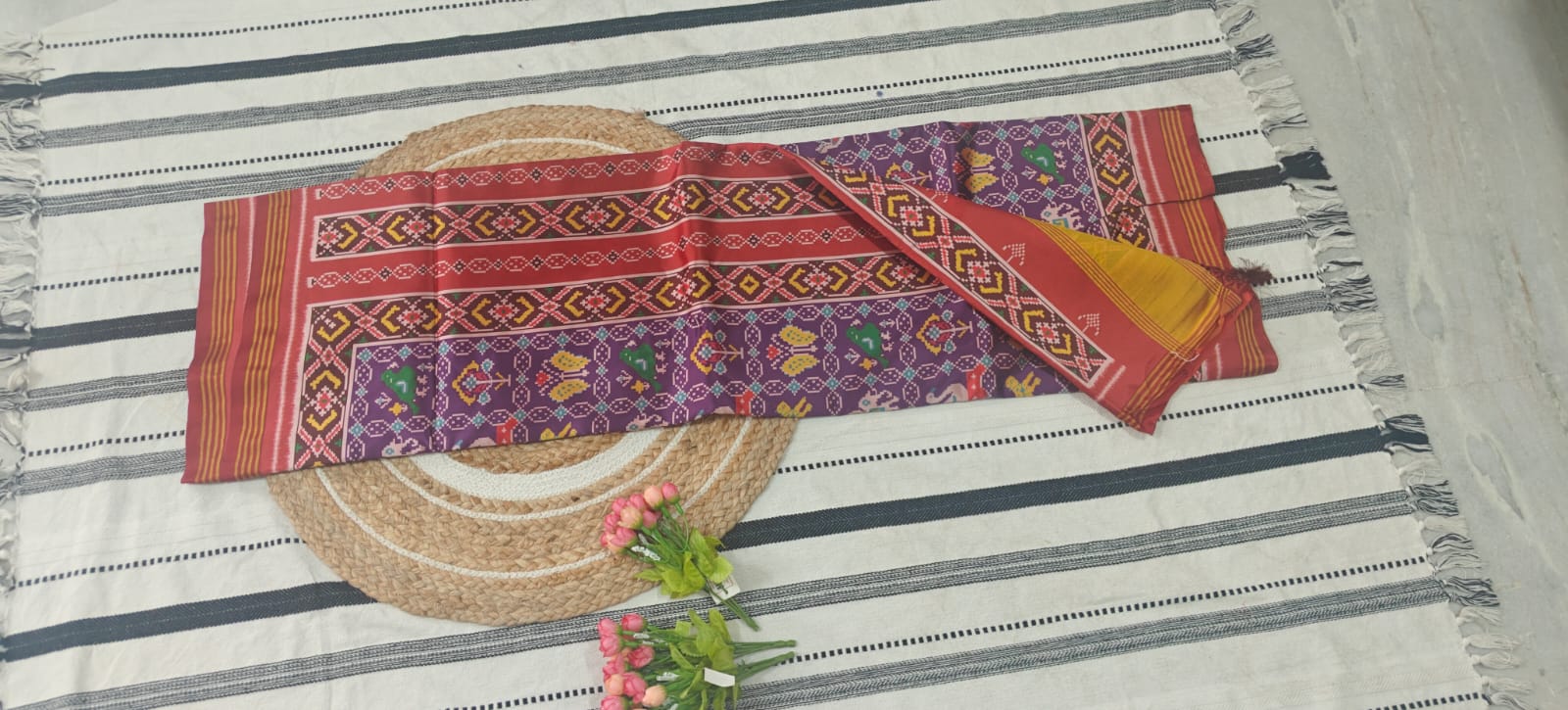 Purple Semi Patola Silk Saree with Traditional Ikat Weaves
