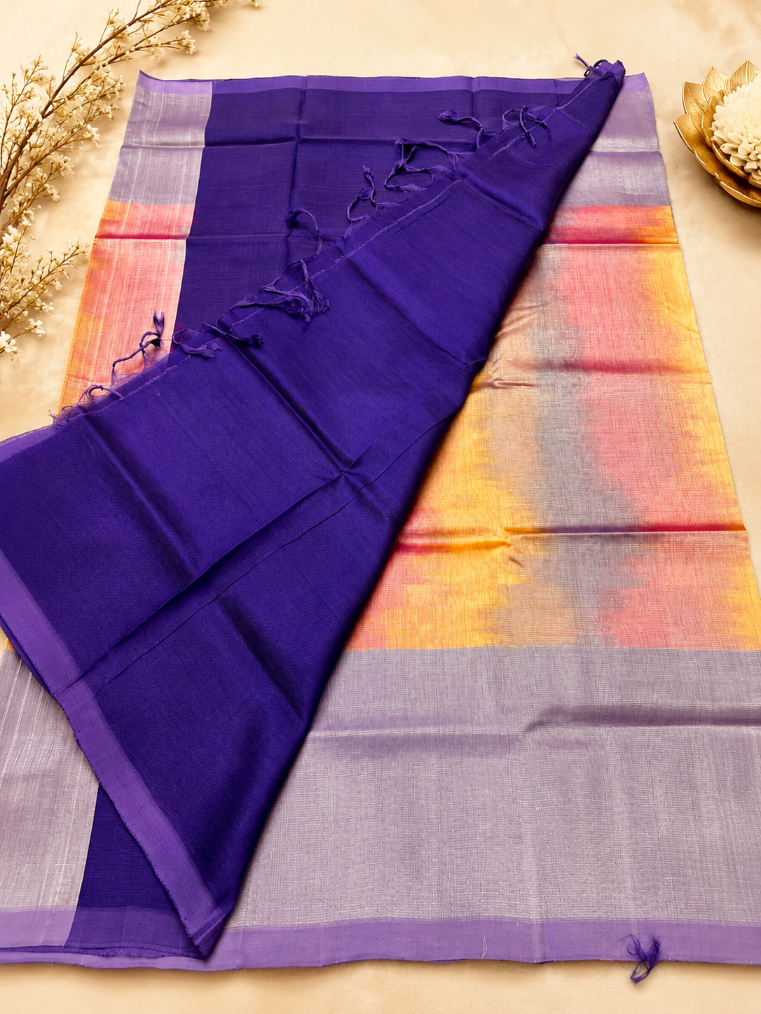 Pure handloom mangalgiri silk sarees with ikkat print