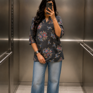 Midnight Bloom Cotton Short Top